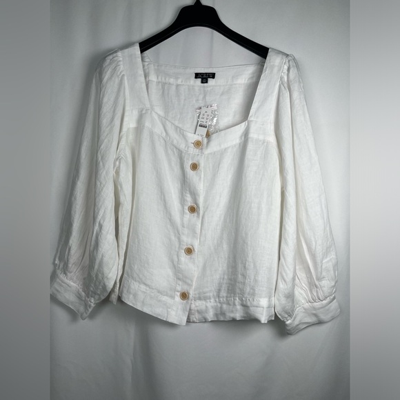 J.CREW  Size  XXL  Squareneck Button-Up top  100% Linen  White - Picture 6 of 16